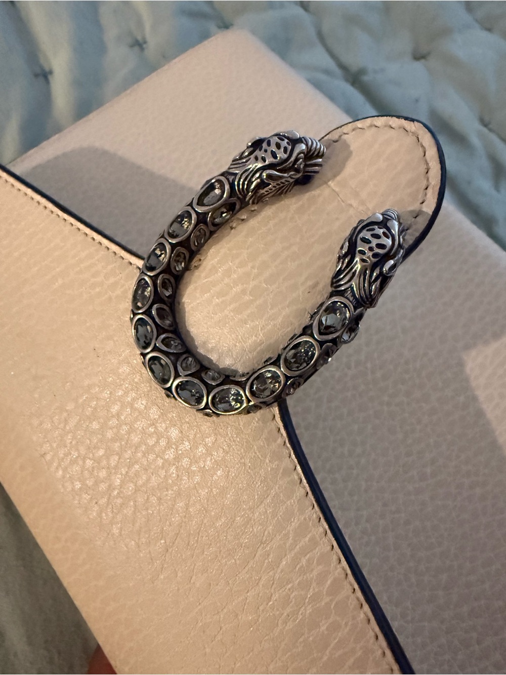 Gucci Dionysus Women's Cream white Leather wallet Shoulder bag with Silver Chain - Picture 10 of 16